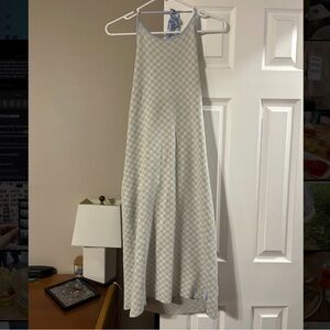 Free People Blue and Yellow Checkered Midi Dress